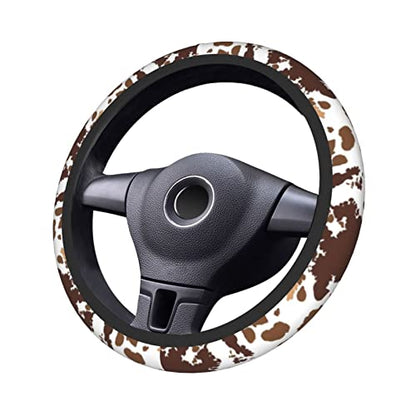 Brown Cow Print Steering Wheel Cover Universal 15 Inches for Women Men, Neoprene Anti-Slip Cute Car Steering Wheel Grip Wrap Car Accessories Protective Case Cover for Vehicle Truck SUV¡­ - color: Rainbow Cheetah Print