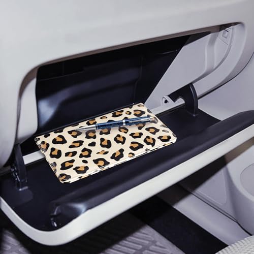 CoBak Car Registration and Insurance Holder - Vehicle Glove Box Car Organizer,Auto Truck Comparment Accessories Case with Magnetic Closure for Driver License,Cards - color: L-Leopard Brown