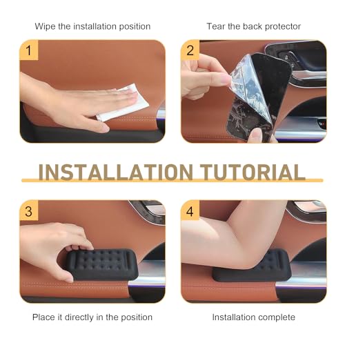 2 PCS Car Arm Rest Elbow Pads, Comfortable Breathable Cushion with PU Anti-Slip Base, Slow Rebound Fatigue Relief Wrist Support, Universal Memory Sponge Protective Accessory for Cars (Black)