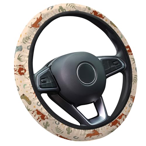 GENANY Cowgirl Western Steering Wheel Cover, Non Slip Polyester Car Wheel Protector for Car SUV Truck, Universal 15 Inch - color: Cowgirl