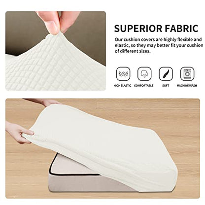 Easy-Going Stretch Individual Loveseat Couch Cushion Cover Sofa Cushion Furniture Protector Sofa slipcover Soft Flexibility with Elastic Bottom (2-piece Loveseat Cushion Cover, Cream) - color: Cream, size: 2-piece