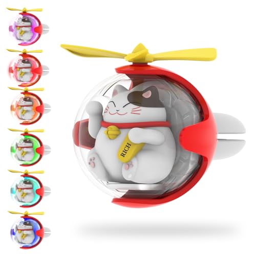 Lucky Cat Car Air Freshener with 6-Color Auto Light Up & 4 Scented Pads – Subtle Fragrance, Decorative Auto Accessories, Cute Mother's Day and Father's Day Small Gifts - color: A Red Lucky Cat