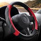 Black and Red Line Punching Car Steering Wheel Cover, Microfiber Leather Sports, 14.5-15 in Universal Leather Wheel Covers, Breathable Fashion Anti-Slip, Steering Wheels Accessories for Men Women - color: Line Punching-Black and Red