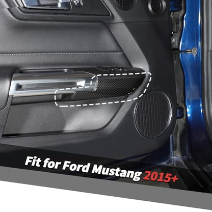 Jimen Fit for Ford Mustang 2015-2024, 2PCS Inner Door Armrest Panel Cover Trim (Carbon Fiber) - color: Carbon Fiber