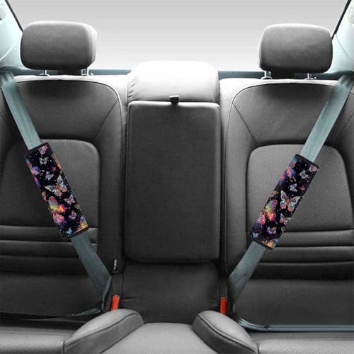Dreaweet Butterfly Car Accessories Seatbelt Covers for Women Soft Comfortable Seat Belt Cover Pad 2 Pack Universal Seat Belt Covers Car Seat Shoulder Strap Pads Washable - color: Butterfly