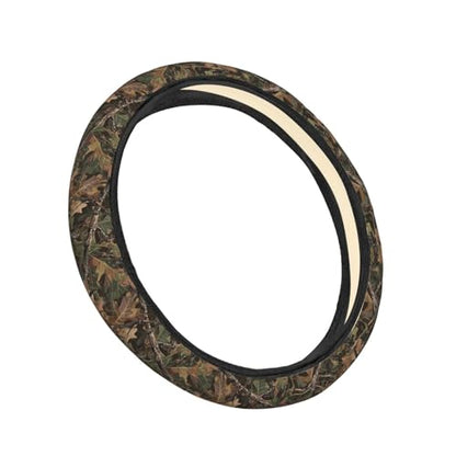 Brown Green Leaf Camo Pattern Steering Wheel Cover for Women Men, Non-Slip Steering Wheel Protector Car Wheel Covers, Universal 15 Inch Fit for Auto, Suvs, Truck - color: Brown Green Leaf Camo Pattern