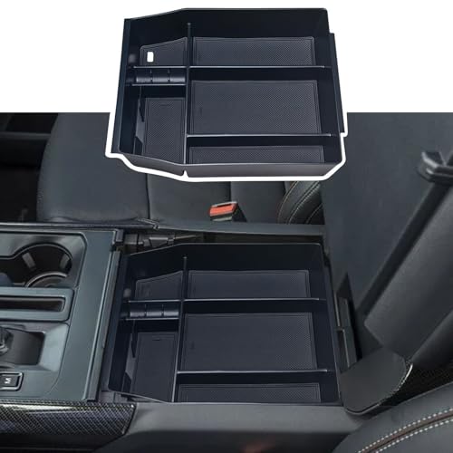 Center Console Organizer Compatible with 2021 2022 2023 2024 Ford F150 Interior Accessories, Armrest Box Insert Storage Tray (Full Console w/Bucket Seats ONLY) Black Trim