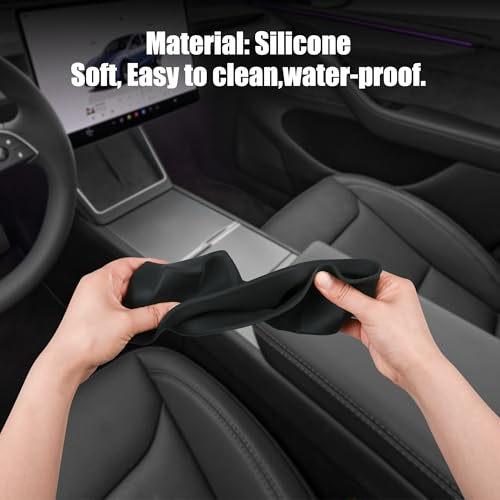 frani Cup Holder Set (2-Piece) Compatible with Tesla Model Y 2021-2026 & Juniper Refresh - Premium Silicone Inserts for Center Console & Rear Seats Black - color: Black, style: Model Y Juniper 2025-2026