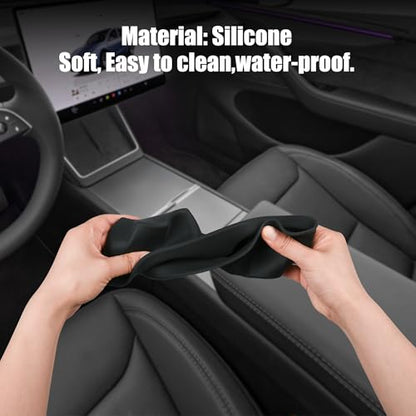 frani Cup Holder Set (2-Piece) Compatible with Tesla Model Y 2021-2026 & Juniper Refresh - Premium Silicone Inserts for Center Console & Rear Seats Black - color: Black, style: Model Y Juniper 2025-2026