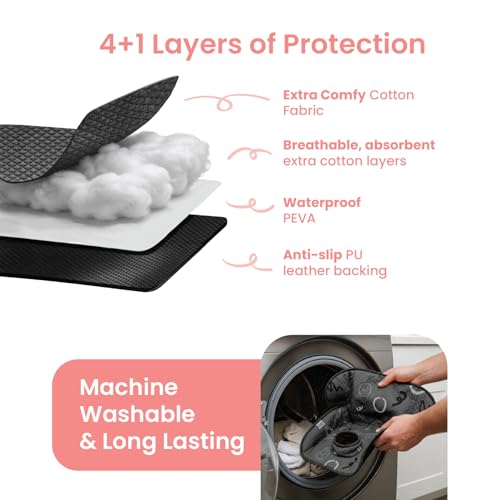 Piddle Pad 2-Pack, Potty Training Car Seat Protector, Toddler Car Seat Cover & Stroller Protector, Machine Washable Waterproof Car Seat, Anti-Slip, Universal Fit (Black) - color: Black