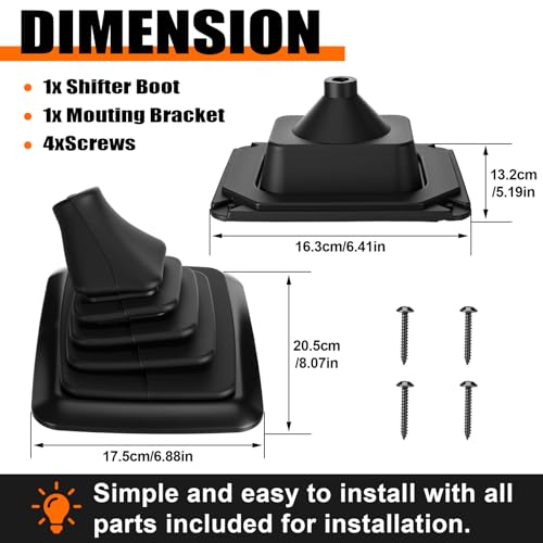 Outus Manual Shifter Rubber Boot Cover Compatible with 1990-1997 F150 F250 F350 Bronco Manual Transmission Gear Shift Lever Knob Boot with Mounting Bracket Replaces #F5TZ7277BA