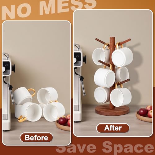 MyLifeUNIT Mug Holder Tree, Coffee Cup Holder with 6 Hooks (Reddish Brown) - color: Reddish Brown