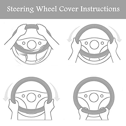 ZYNQACC 4PCS Set Fluffy Steering Wheel Covers with Handbrake Cover&Gear Shift Cover&Plush Keychain Faux Wool Furry Steering Wheel Cover For Women Auto Interior Universal Fit for 15 Inch (Black)