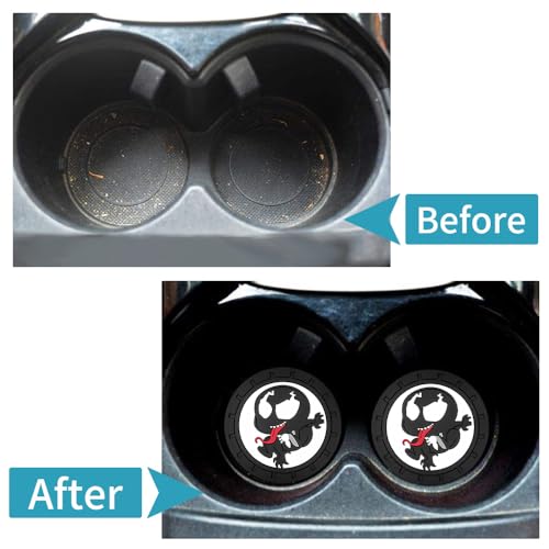 Venom Car Cup Holder Coasters for Marvel Fans, The Venom Car Coasters for Car Cup Holder Insert,Silicone Non-Slip Car Cup Mat,2.75'' - color: Bd-duye