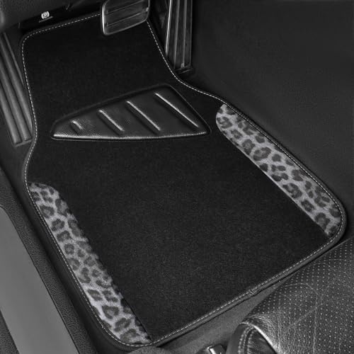 CAR PASS Waterproof Universal Car Floor Mats, Leopard Print Car Mats Fit for SUV,Vans,sedans, Trucks,Set of 4pcs Car Carpet with Driver Heel Pad and Nibs Backing, Leopard Car Accessories Gray Leopard - color: Gray Leopard