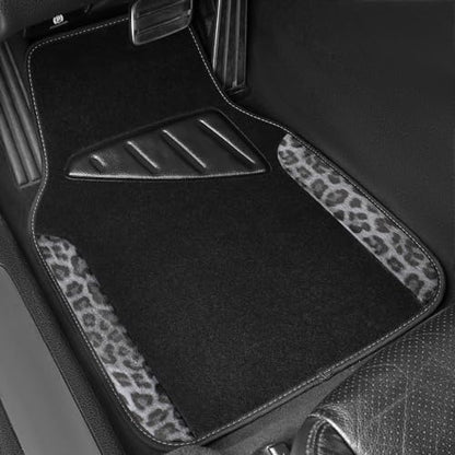 CAR PASS Waterproof Universal Car Floor Mats, Leopard Print Car Mats Fit for SUV,Vans,sedans, Trucks,Set of 4pcs Car Carpet with Driver Heel Pad and Nibs Backing, Leopard Car Accessories Gray Leopard - color: Gray Leopard