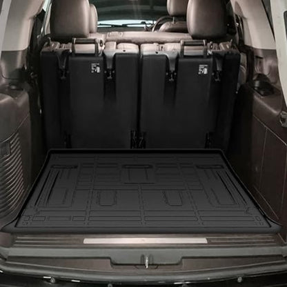 Floor Mats for Chevy Tahoe 2007 2008 2009 2010 2011 2012-2014 & GMC Yukon Bench (NOT fit XL or Hybrid), for Chevrolet Tahoe Floor Mats 1st & 2nd Row & Cargo Liner, 8 Seats, TPE Summer Winter - style: 4)2007-2014|Tahoe 8 Seats|Floor&Cargo Mats