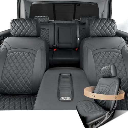 Full Coverage Full Set Seat Covers for Chevy Silverado GMC Sierra 2014-2018 1500 Crew Cab 2015-2018 2500HD 3500HD,for Chevrolet Truck Car Interior Accessories Black