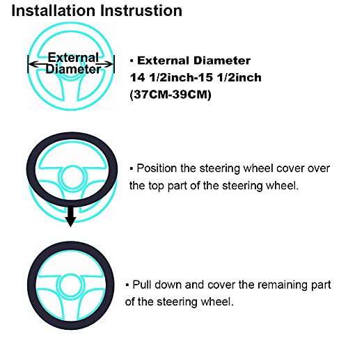 Soft Fluffy Wool Sheepskin car Steering Wheel Cover for Girls Women Universal car 14 1/2-15 1/2inchs (Claret) - color: Claret
