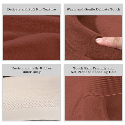 Furry Warm Steering Wheel Cover, Universal 14.5-15 Inch Winter Plush Warm Steering Wheel Cover, Soft Fluffy, Anti-Slip Design, Soft Texture (Coffee) - color: Coffee Plush