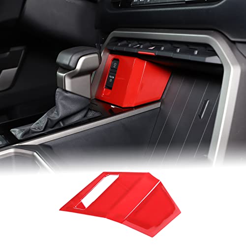 Car Central Electronic Handbrake Button Frame Cover Compatible with Toyota Tundra Sequoia 2022-2024 Center Console Electronic Handbrake Button Protect Frame Decor Cover Trim ABS Interior Accessories - color: Red