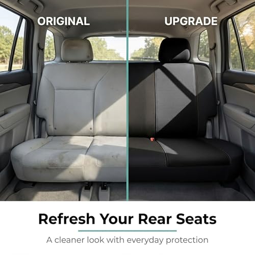 FH Group Rear Solid Bench Automotive Seat Cover | Universal Cloth Seating for SUV, Sedan, Van | Washable Car Seat Covers Interior Accessories - Black - color: Black