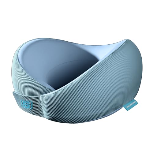 Skechers Women's Memory Foam Neck Pillow, Comfortable & Breathable Travel Pillow,Neck Pillow Airplane for Travel, Car Rides, Home, and Office Use, Ergonomic Design for Men and Women,Light Blue - color: Blue