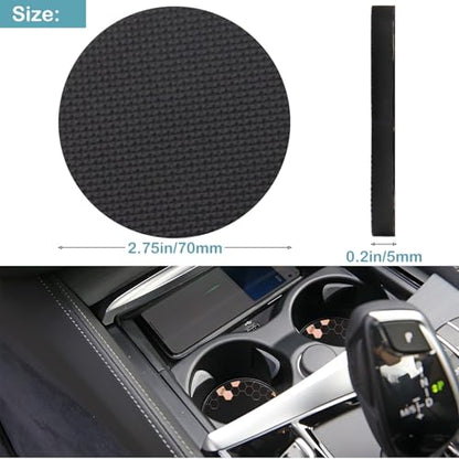 Car Cup Holder Coasters, 2 Pack – 2.75" Universal Auto Anti-Slip Insert Coaster, Rubber Car Coasters, Personalized Car Accessories for Women & Men (Bee Honeycomb) - color: Bee Honeycomb