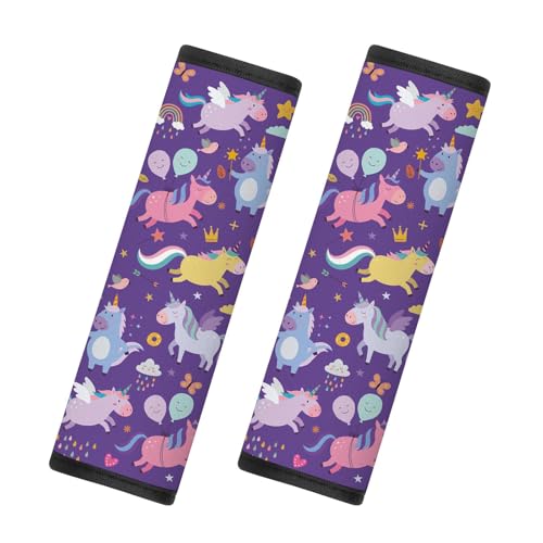 2 Pcs Seat Belt Cover for Kids, Unicorn Car Seat Strap Pads for Children, Soft Car Seat Belt Cushion Pads for Girls and Boys Babies Women Adults - color: Unicorn