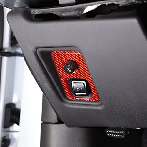 TOYCIDFG Handbrake Control Panel Frame Trim Cover Compatible with Chevrolet Corvette C8 Z06 2020-2024 Carbon Fiber Handbrake Switch Interior Accessories (Red Carbon Fiber)