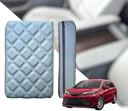 EMZ Leather Center Console Armrest Cushion Pad Accessories for Toyota Sienna 2021 2022 2023 2024 2025 (Gray) - color: Gray