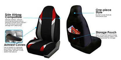 FH Group Three Row 7 Seater - Premium Modernistic Seat Covers - Fit Most Car, Trucks, SUVs, & Vans Red/Black - color: Red, style: 7 Seater