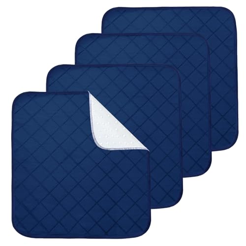 Waterproof Chair Pads for Incontinence, 4 Pack Reusable Seat Protector Pads 22" x 21", Absorbent Wheelchair Pad Covers, Washable Chair Pads for Adults, Kids & Pets - Navy Blue - color: Navy, size: 22" x 21"