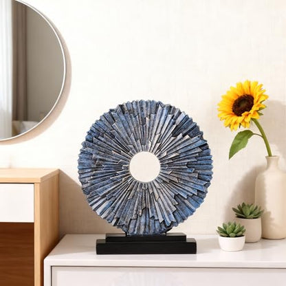 DOVDOV Blue Home Decor Sculpture, Unique Round line Statue, Modern Home Decor, Decorative Panel Statue for Living Room tv Cabinet, Office, Bedroom, Dining Table Center Blue Decor
