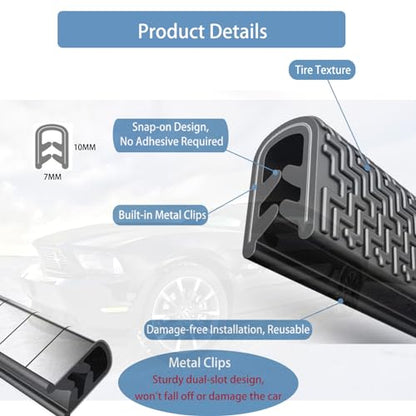 Winfort 16.5FT(5M) Universal Car Door Edge Protector Guards, No-Glue Required Rubber Seal U Shape Automotive Door Entry Guard, Suitable for Most Cars, SUVs and Trucks (Black)