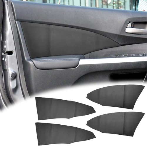 4PCS Door Panel Cover Compatible with Honda CRV 2012-2016 Front and Back Vinyl Leather Insert Cards Protector Trim Black (Only Leather Part)