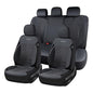 Coverado Full Set Leather Car Seat Covers, Crafted with Full Leather Construction and Carbon Fibre Weave Universal Fit for Most Cars SUV Trucks(Black - color: Black, size: FullSet