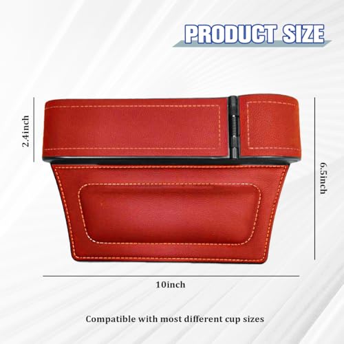 Car Seat Gap Filler Organizer with Cup Holder Expander, Leather Console Seam Filler Storage Box, Auto Front Seat Gap Organizer for Phones Keys Glasses, Universal Fit (Wine Red Passenger) - color: Wine Red, size: Passenger