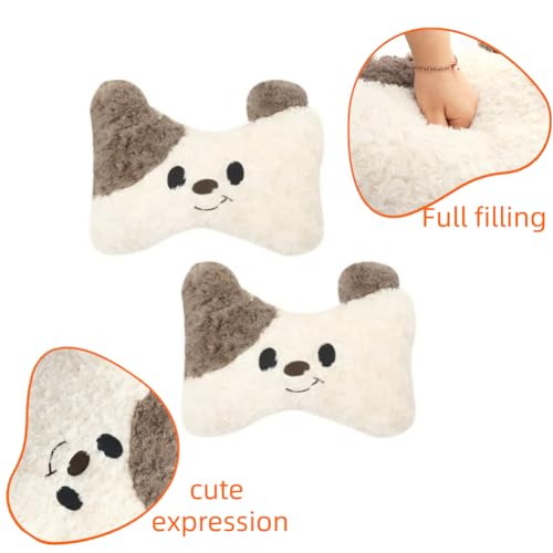 Car Headrest and Lumbar Support for Driving Cute Dog Car Headrest Pillow Head Neck Support Girl-Style Interior Decor