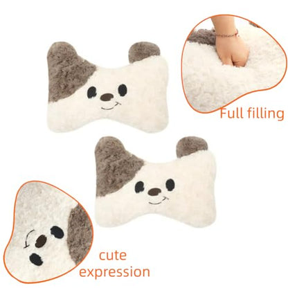 Car Headrest and Lumbar Support for Driving Cute Dog Car Headrest Pillow Head Neck Support Girl-Style Interior Decor