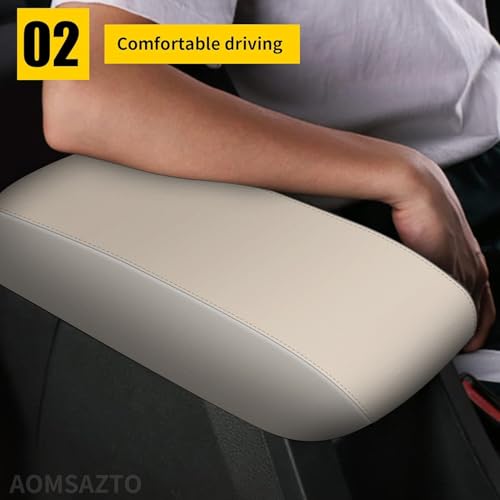AOMSAZTO Armrest for Hyundai Sonata 2015-2019 Beige Middle Leather Console Covers - color: beige