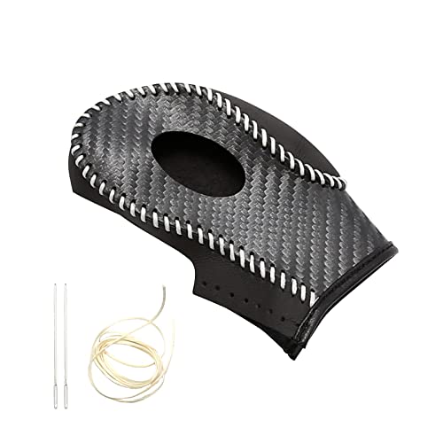 PU Carbon Fiber Automobile Gear Shift Knob Cover - Fit for Ford Focus 2012-2016 & Fiesta 2014-2016 / Fusion 2013-2016 - color: Black leather + Grey thread