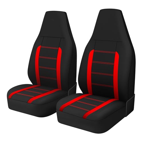 AUTOYOUTH Auto Car Front Seat Covers Bucket Seat Cover Automotive Universal Fit for Car Auto Parts Airbag Compatible- Red - color: Red