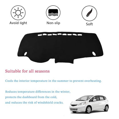 Dashboard Cover Suitable for Honda FIT 2008 2009 2010 2011 2012 2013 Car Dashboard Cover Sun Visor Mat Non-Slip Polyester Dashboard Accessories (Black) - size: 2008-2013 For Honda FIT