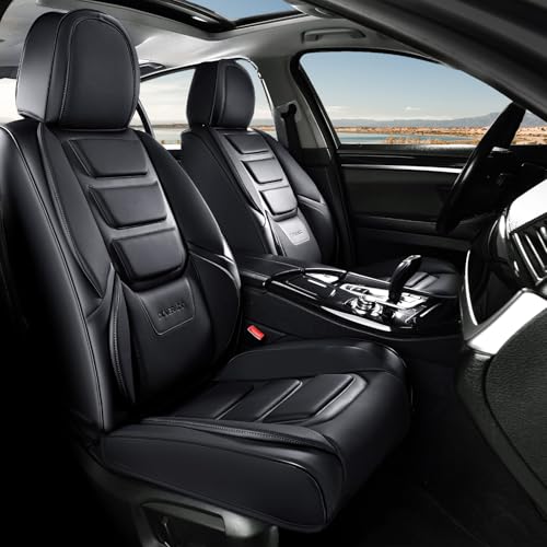 Coverado Car Seat Covers, Front Covers for Cars, Car Seat Cover Front Seats, Automotive Seat Cover, Waterproof, Leather Car Seat Cushion, Universal Interior Covers Seat Protectors for Most Cars Black - color: Black, size: Front Pair