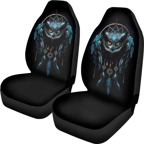 Owl Dreamcatcher Print Universal Car Seat Covers Full Set of 2, Elastic Vehicle Front Seats, Anti-Slip Auto Interior Decoration for SUV, Van, Truck, Sedan - color: Owl Dreamcatcher