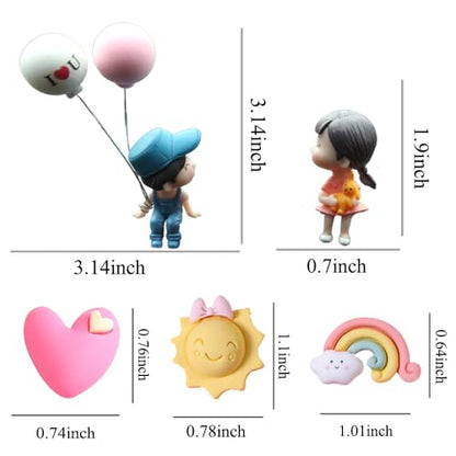 ZOSTLAND 5Pcs Lovely Couple Auto Decorations,Rainbow Car Vent Clip Ornaments,Pink Heart Auto Interior Decoration,Sun Car Air Fresheners Vent Clip,Cute Couple Car Interior Accessories(Kiss Lover Blue)