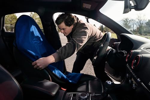 Waterproof Car Seat Towel Cover, Towel that Goes Over Car Seat for Sweat Protection, Quick-Dry Microfiber, Non-Slip Backing, Machine Washable, Fits Cars SUVs Trucks - color: Blue