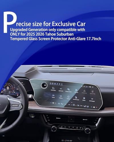 2025 2026 Tahoe Suburban Tempered Glass Screen Protector [Anti-Glare] for 2025 Chev y Tahoe z71 Suburban Nav. 17.7Inch 2025 Chev rolet Tahoe Suburban Accessoriesv Matte - size: Tahoe-Matte