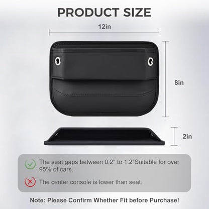 2026 2 Pack Car Seat Gap Filler Organizer, Universal Premium Leather Front Seat Side Organizer, Gap Filler for Car, Phone, Sunglasses, Keys, SUV Truck